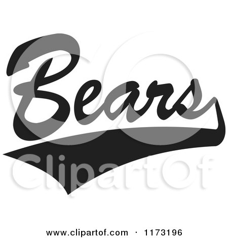Clipart of a Black and White Tailsweep and Bears Sports Team Text - Royalty Free Vector Illustration by Johnny Sajem