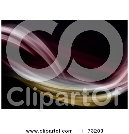 Clipart of a Background of Purple and Gold Flowing Waves on Black - Royalty Free CGI Illustration by KJ Pargeter