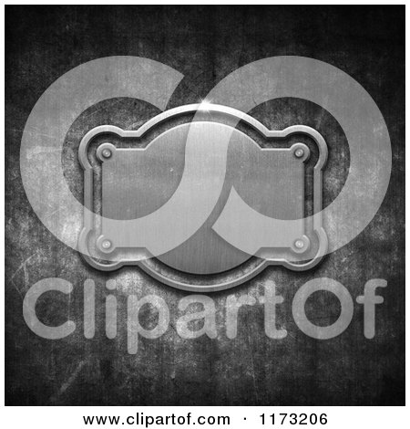 Clipart of a 3d Metal Frame Plaque on a Concrete Wall - Royalty Free CGI Illustration by KJ Pargeter