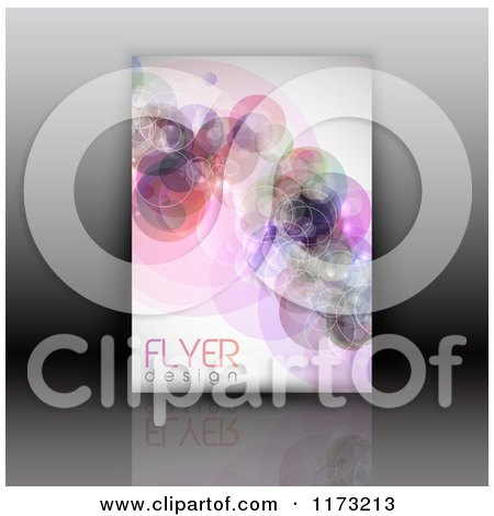 Clipart of a Colorful Abstract Bubble Flyer Design with Sample Text on a Reflective Surface - Royalty Free Vector Illustration by KJ Pargeter