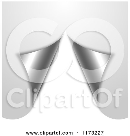 Clipart of 3d Curling White and Silver Pages - Royalty Free Vector Illustration by vectorace