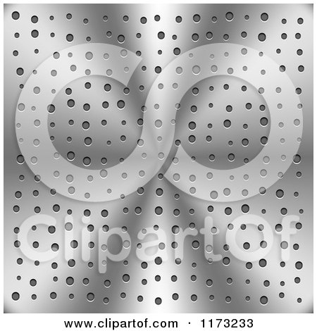 Clipart of a Shiny Silver Metal Background with Holes - Royalty Free Vector Illustration by vectorace