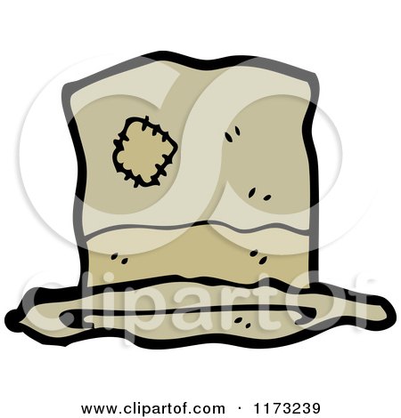 Cartoon of Brown Hat with Patches - Royalty Free Vector Illustration by lineartestpilot