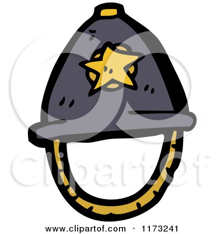 Cartoon of Grey Police Helmet - Royalty Free Vector Illustration by lineartestpilot