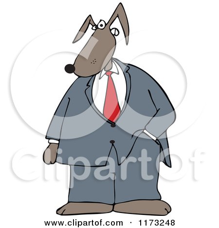 Cartoon of a Dog Business Man in a Suit - Royalty Free Vector Clipart by djart