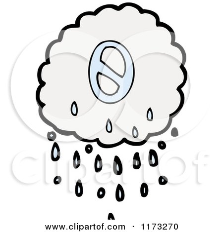Cartoon of Raincloud with Number Zero - Royalty Free Vector Illustration by lineartestpilot
