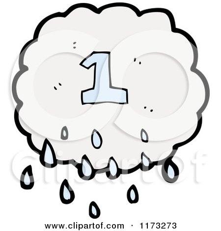 Cartoon of Raincloud with Number One - Royalty Free Vector Illustration by lineartestpilot