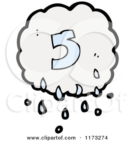 Cartoon of Raincloud with Number Five - Royalty Free Vector Illustration by lineartestpilot