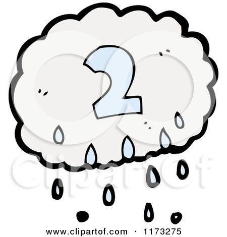 Cartoon of Raincloud with Number Two - Royalty Free Vector Illustration by lineartestpilot