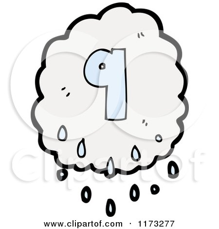 Cartoon of Raincloud with Number Nine - Royalty Free Vector Illustration by lineartestpilot