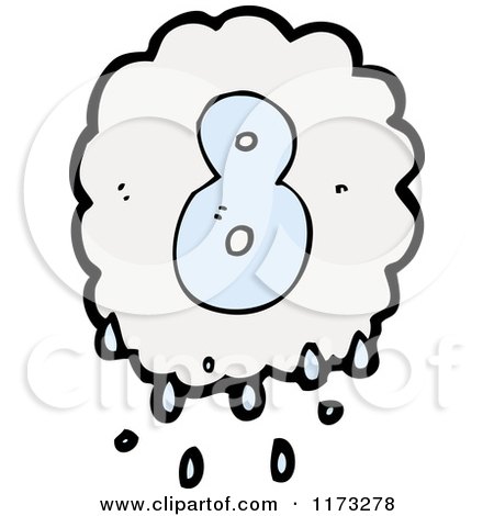 Cartoon of Raincloud with Number Eight - Royalty Free Vector Illustration by lineartestpilot