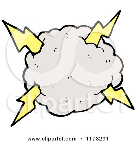 Cartoon of Cloud with Lightning Bolts - Royalty Free Vector Illustration by lineartestpilot