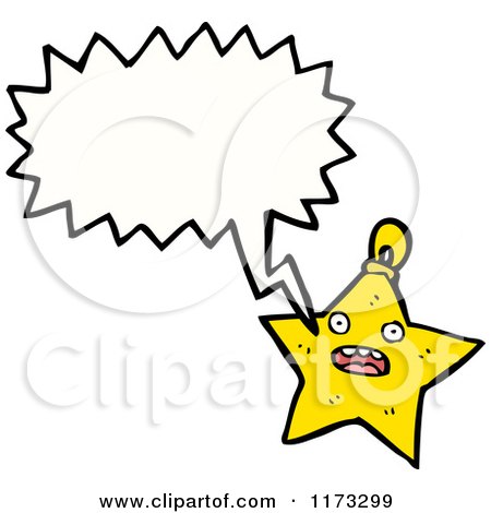 Cartoon of Christmas Star Ornament with Conversation Bubble - Royalty Free Vector Illustration by lineartestpilot