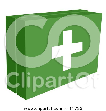 Green First Aid Box Kit With a White Cross, Ready for a Medical Emergency Clipart Illustration by AtStockIllustration