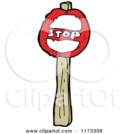 Cartoon of a Stop Sign - Royalty Free Vector Clipart by lineartestpilot
