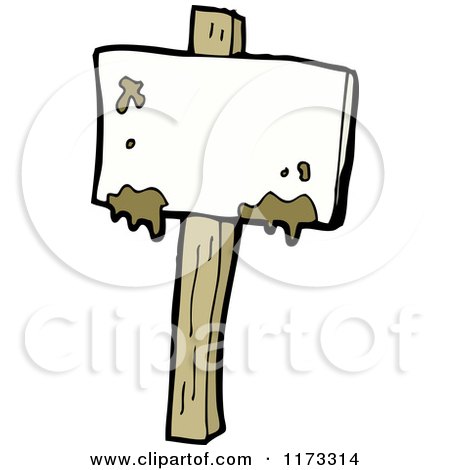 Cartoon of a Muddy Blank Sign Post - Royalty Free Vector Clipart by lineartestpilot
