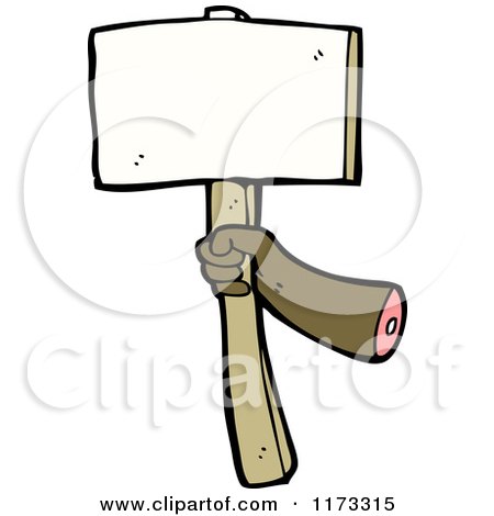 Cartoon of a Chopped off Hand and Blank Sign Post - Royalty Free Vector Clipart by lineartestpilot