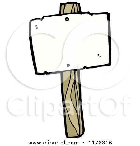 Cartoon of a Blank Sign Post - Royalty Free Vector Clipart by lineartestpilot