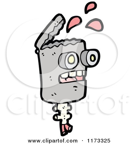 Cartoon of a Severed Robot Head - Royalty Free Vector Clipart by lineartestpilot
