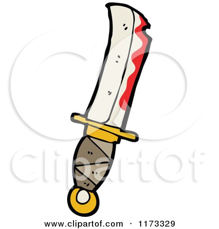 Cartoon of a Bloody Knife - Royalty Free Vector Clipart by lineartestpilot
