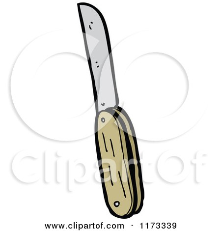 Cartoon of a Pocket Knife - Royalty Free Vector Clipart by lineartestpilot