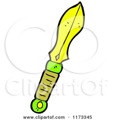Cartoon of a Dagger Knife - Royalty Free Vector Clipart by lineartestpilot