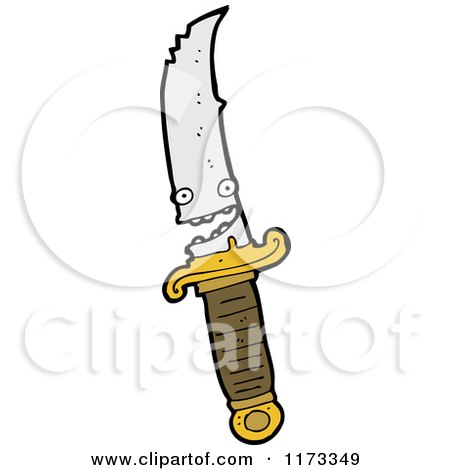 Cartoon of a Dagger Mascot - Royalty Free Vector Clipart by lineartestpilot