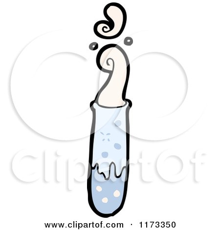 Cartoon of a Bubbling and Steaming Blue Test Tube - Royalty Free Vector Clipart by lineartestpilot