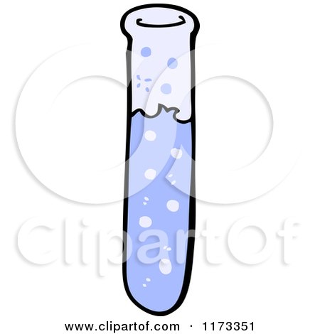 Cartoon of a Bubbling Blue Test Tube - Royalty Free Vector Clipart by lineartestpilot