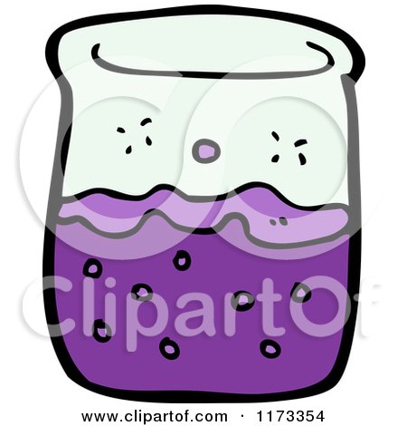 Cartoon of a Science Beaker with Purple Chemicals - Royalty Free Vector Clipart by lineartestpilot