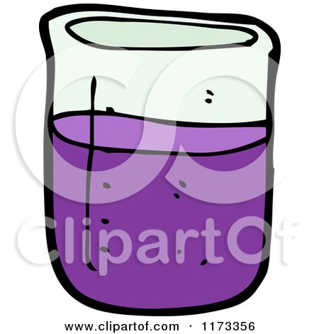 Cartoon of a Science Beaker with Purple Chemicals - Royalty Free Vector Clipart by lineartestpilot