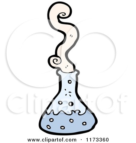 Cartoon of a Blue Science Flask - Royalty Free Vector Clipart by