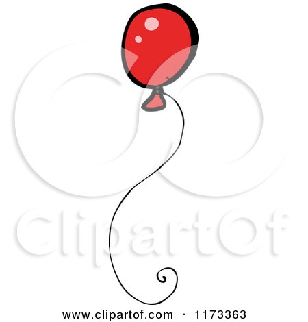 Cartoon of a Red Balloon - Royalty Free Vector Clipart by lineartestpilot