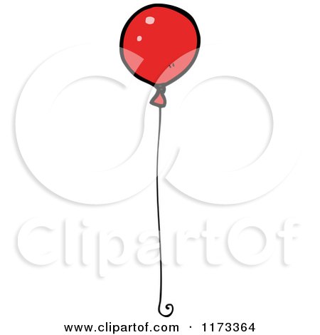 Cartoon of a Red Balloon - Royalty Free Vector Clipart by lineartestpilot