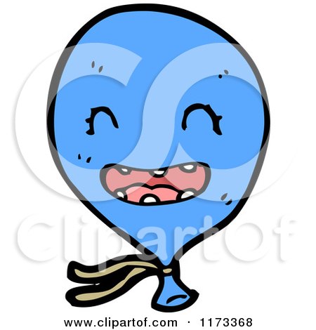 Cartoon of a Blue Balloon Mascot - Royalty Free Vector Clipart by lineartestpilot