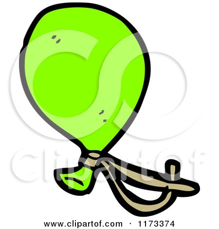 Cartoon of a Green Balloon - Royalty Free Vector Clipart by lineartestpilot