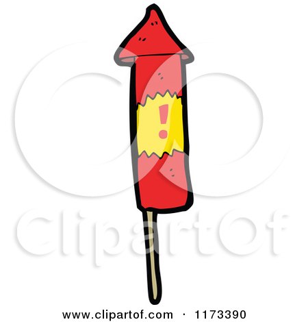 Cartoon of a Rocket Firework - Royalty Free Vector Clipart by lineartestpilot