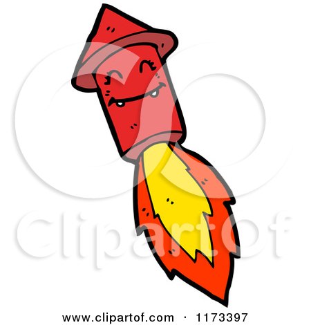 Cartoon of a Firework Rocket - Royalty Free Vector Clipart by lineartestpilot