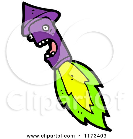 Cartoon of a Purple Firework Rocket Mascot - Royalty Free Vector Clipart by lineartestpilot