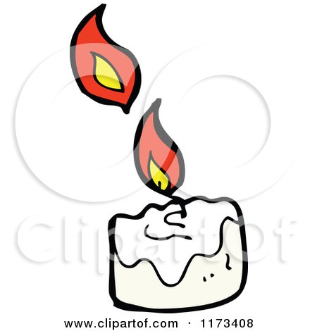 Cartoon of a Short Burning Candle - Royalty Free Vector Clipart by lineartestpilot