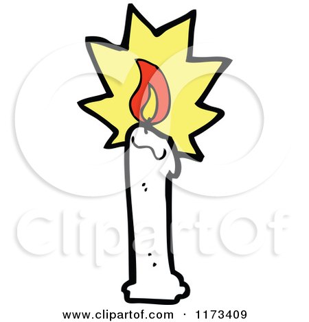 Cartoon of a Burning White Candle - Royalty Free Vector Clipart by lineartestpilot