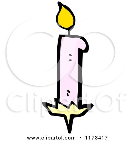 Cartoon of a Pink Candle - Royalty Free Vector Clipart by lineartestpilot