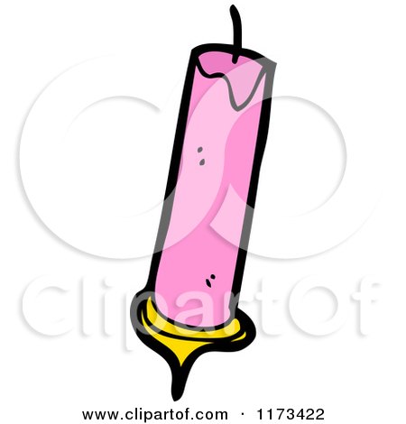Cartoon of a Pink Candle - Royalty Free Vector Clipart by lineartestpilot