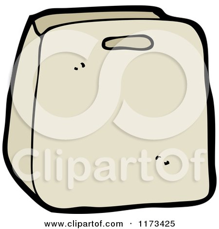 Cartoon of a Paper Bag - Royalty Free Vector Clipart by lineartestpilot