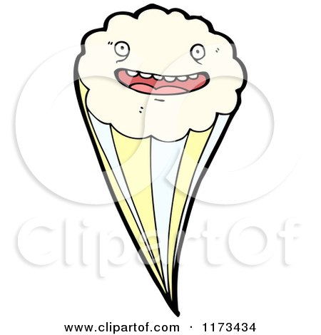 Cartoon of a Shooting Cloud Mascot - Royalty Free Vector Clipart by lineartestpilot