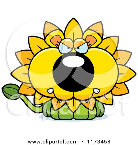 Cartoon of a Mad Dandelion Flower Lion Mascot - Royalty Free Vector Clipart by Cory Thoman
