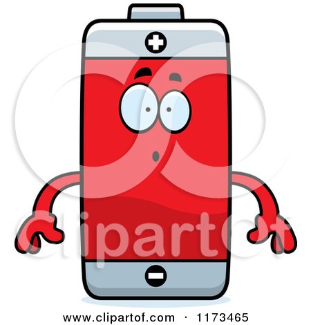 Cartoon of a Surprised Battery Mascot - Royalty Free Vector Clipart by Cory Thoman