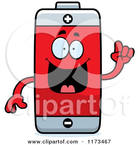 Cartoon of a Smart Battery Mascot with an Idea - Royalty Free Vector Clipart by Cory Thoman