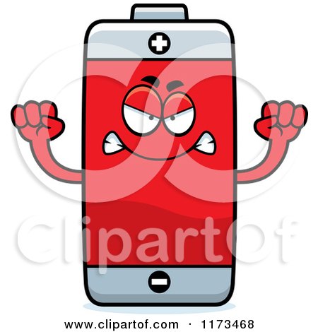 Cartoon of a Mad Battery Mascot - Royalty Free Vector Clipart by Cory Thoman
