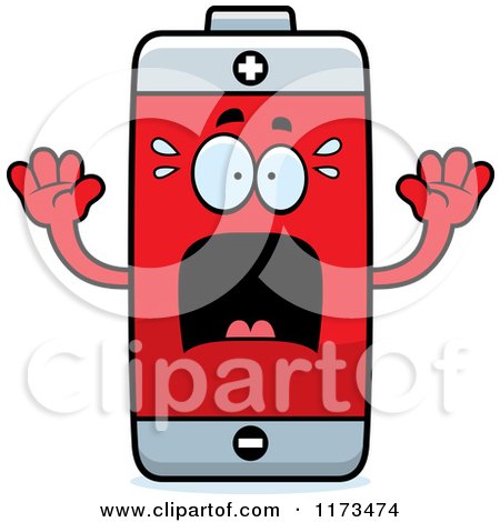 Cartoon of a Screaming Battery Mascot - Royalty Free Vector Clipart by Cory Thoman